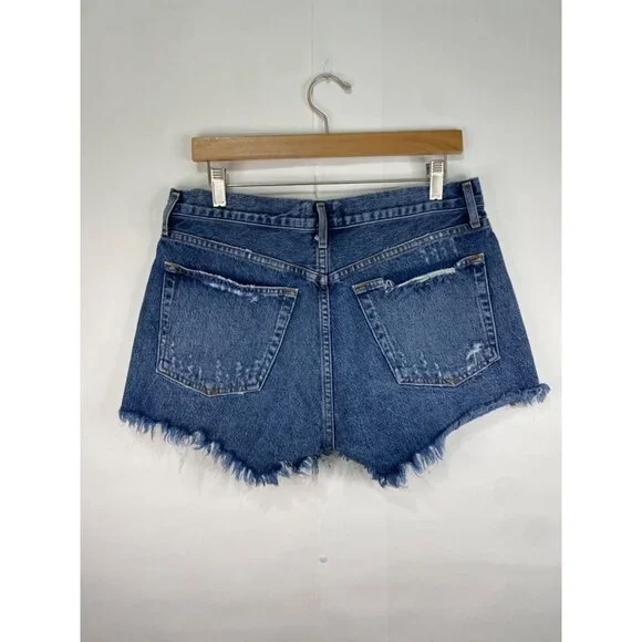 Agolde Parker Cut Off Denim Shorts Button Fly Raw Hem Size 29 EUC